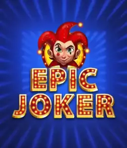 Experience the colorful world of the Epic Joker game by Relax Gaming, highlighting a mischievous joker with a flaming hairstyle amid a sparkling blue background. This graphic depicts the fun and excitement of classic slots, great for fans of classic casino aesthetics, providing a charming adventure.