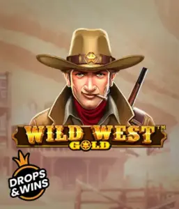  Meet the daring sheriff of "Wild West Gold," a thrilling slot game by Pragmatic Play. The graphic depicts a determined sheriff with a golden star badge, set against a dusty Old West town backdrop. The game's title is prominently displayed in a rustic font, highlighting the Wild West adventure theme. 