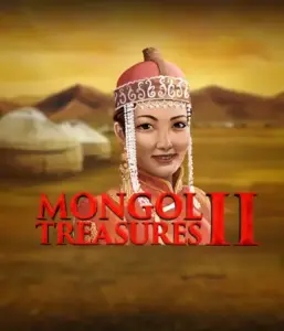 Explore the rich culture of Mongolia with the Mongol Treasures 2 game by Endorphina, showcasing a beautiful Mongolian woman clothed in traditional attire against a golden Mongolian steppe backdrop. This image captures the essence of Mongolian tradition, offering a memorable cultural journey. 